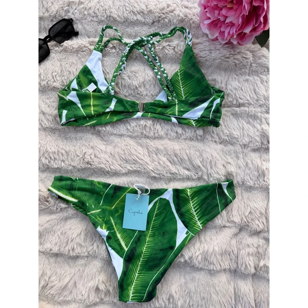 CUPSHE Green Tropical Leaf‎ Bikini Set | NWT - SIZE S